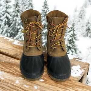 Men’s Sorel Cheyanne Lace Up Waterproof Duck Boots Size 9 Tan & Black